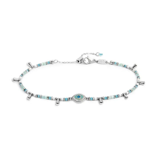 Bracciale regolabile Marlù in acciaio argento con occhio 19 cm