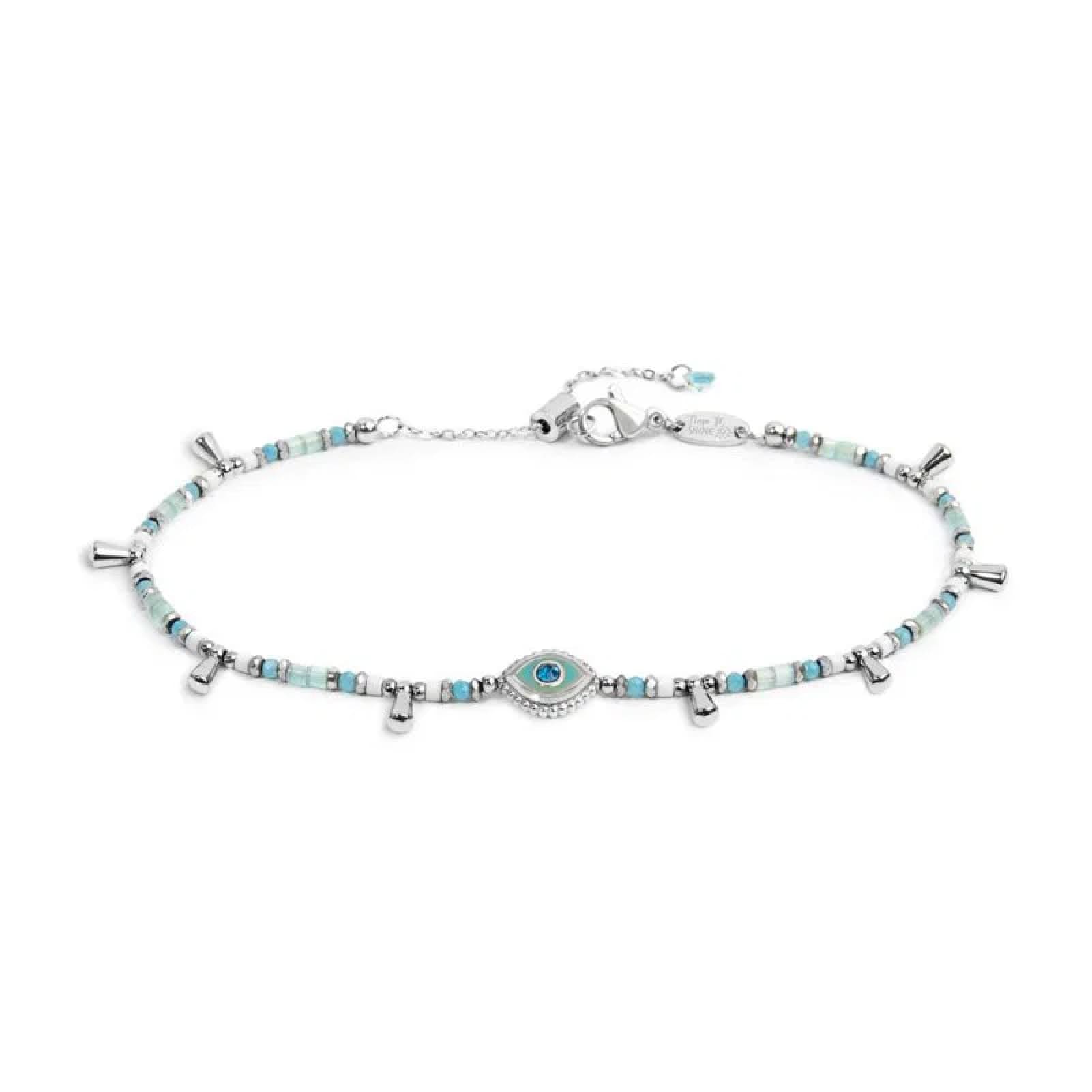 Bracciale regolabile Marlù in acciaio argento con occhio 19 cm
