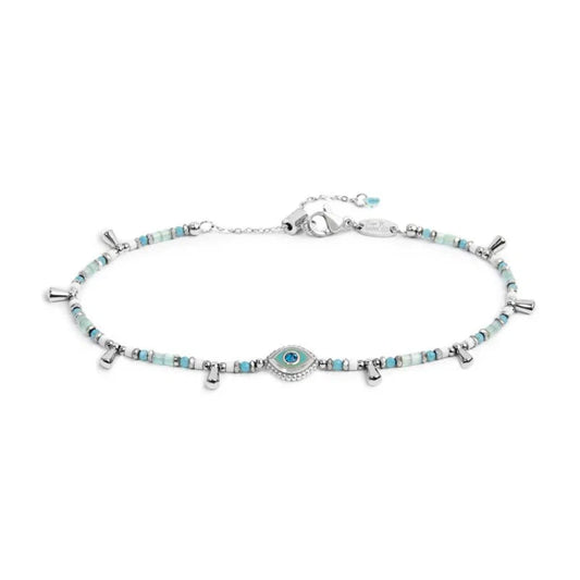 Bracciale regolabile Marlù in acciaio argento con occhio 19 cm