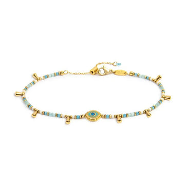 Bracciale regolabile Marlù in acciaio oro con occhio 19 cm
