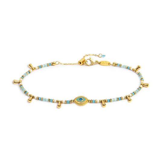 Bracciale regolabile Marlù in acciaio oro con occhio 19 cm