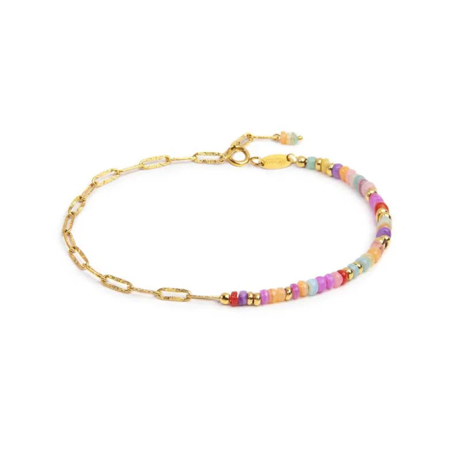 Bracciale catena Marlù in acciaio oro e perline colorate