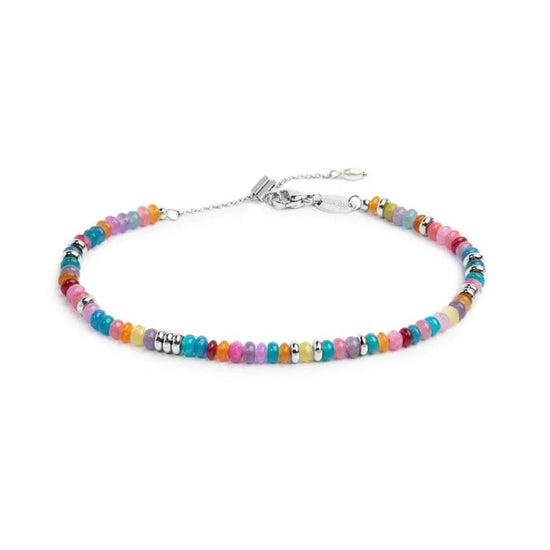 Bracciale regolabile Marlù in acciaio argento e perline 19 cm