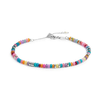 Bracciale regolabile Marlù in acciaio argento e perline 19 cm