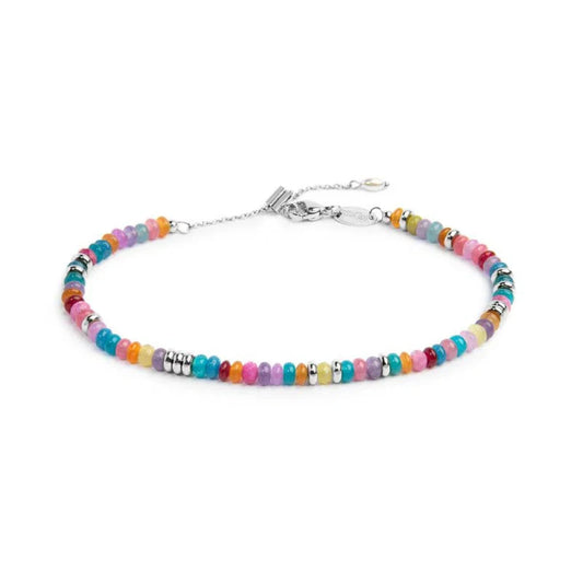 Bracciale regolabile Marlù in acciaio argento e perline 19 cm