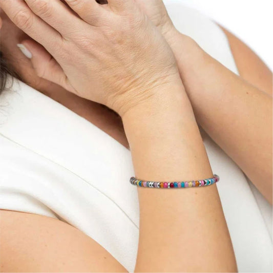 Bracciale regolabile Marlù in acciaio argento e perline 19 cm