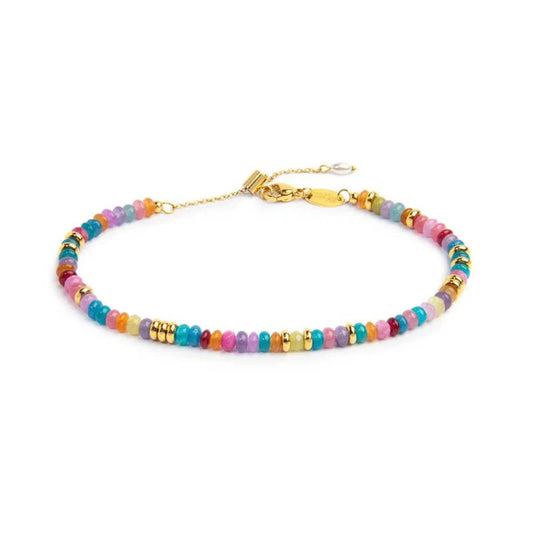 Bracciale regolabile Marlù in acciaio oro e perline colorate 19 cm