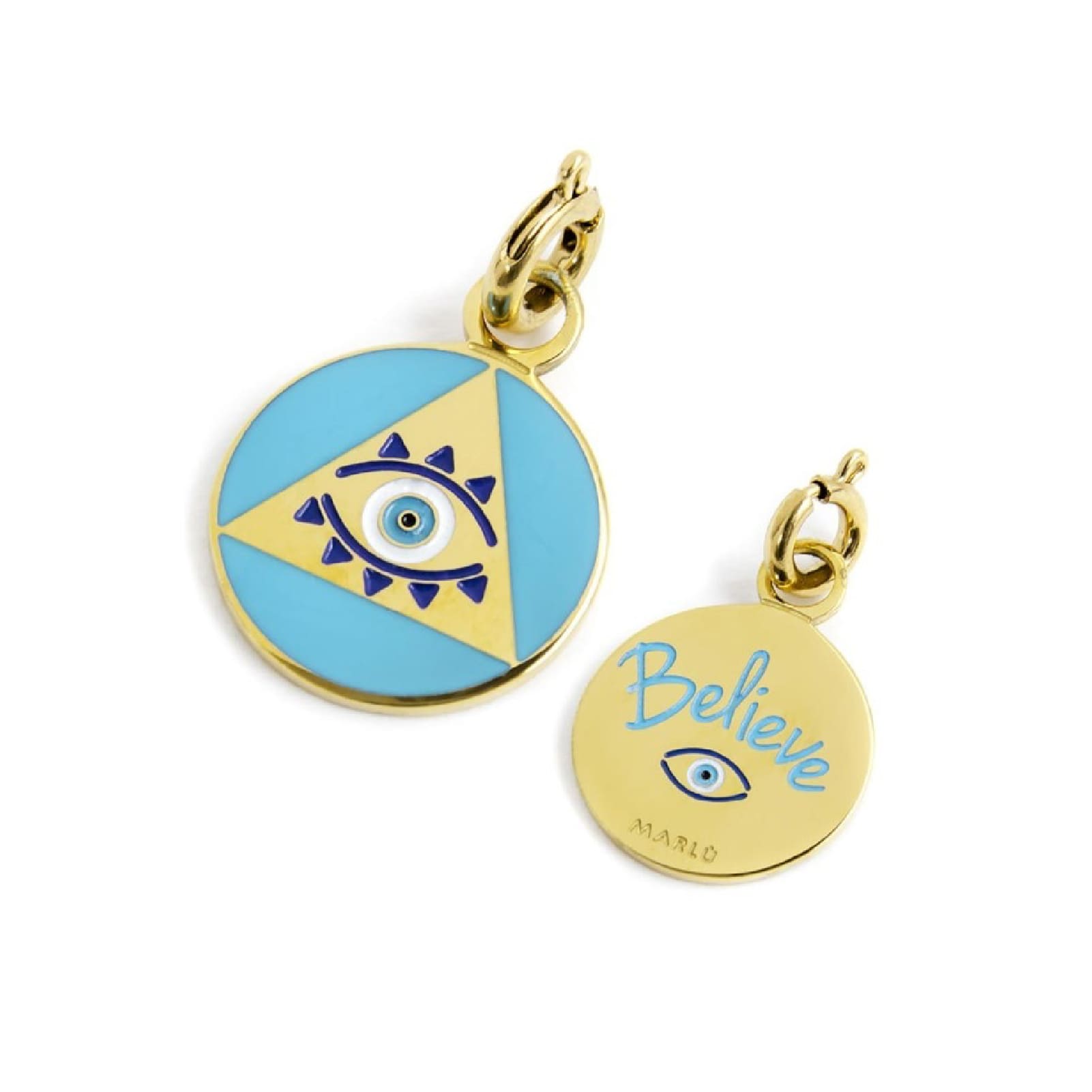 Charm Marlù realizzato in acciaio oro a forma di occhio MISURA UNICA