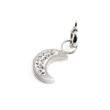 Charm Marlù realizzato acciaio a forma di luna cristalli MISURA UNICA