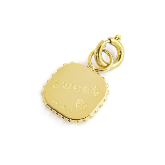 Charm quadrato Marlù in acciaio oro con cristallo rosso MISURA UNICA