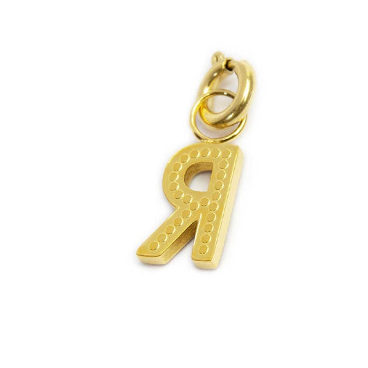 Charm Marlù in acciaio dorato a lettera R con cristalli MISURA UNICA