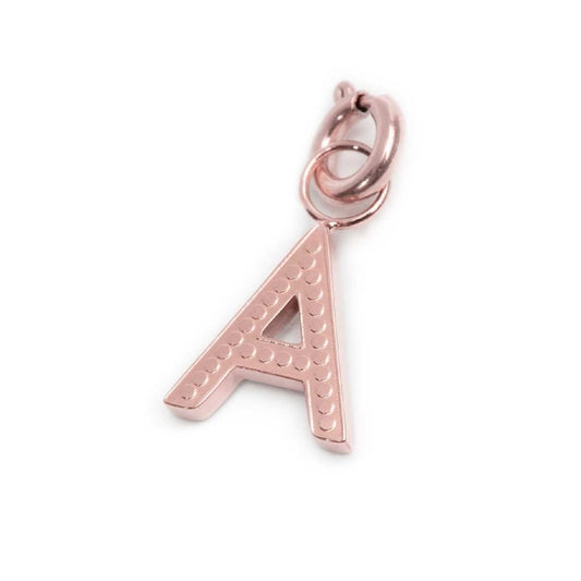 Charm Marlù in acciaio rosato a lettera A con cristalli MISURA UNICA