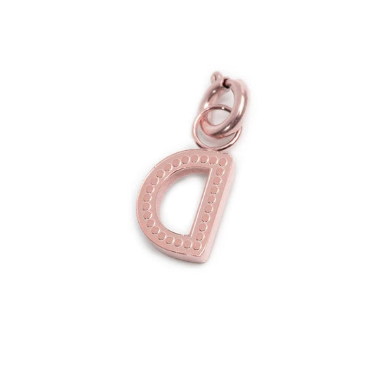 Charm Marlù in acciaio rosato a lettera D con cristalli MISURA UNICA