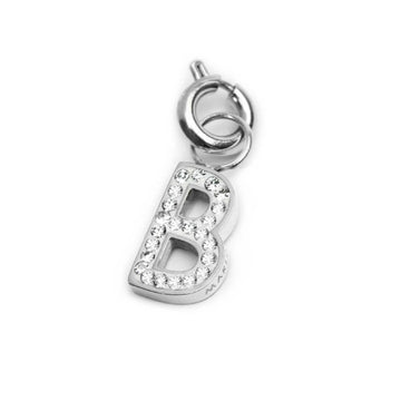 Charm Marlù in acciaio rodiato a lettera B con cristalli MISURA UNICA
