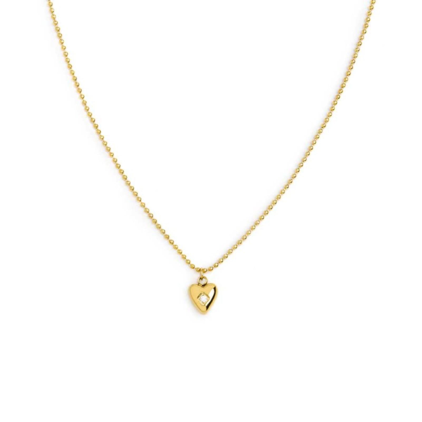 Collana Marlù Time To in acciao pvd oro con cuore e zircone MISURA UNICA