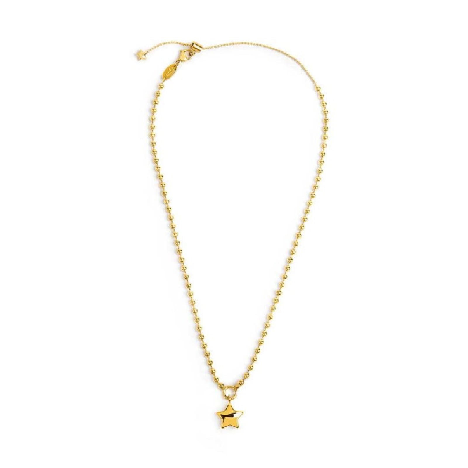 Collana Marlù in acciaio dorato con sfere e stella pendente MISURA UNICA