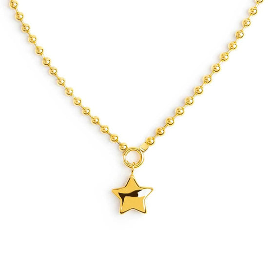 Collana Marlù in acciaio dorato con sfere e stella pendente MISURA UNICA