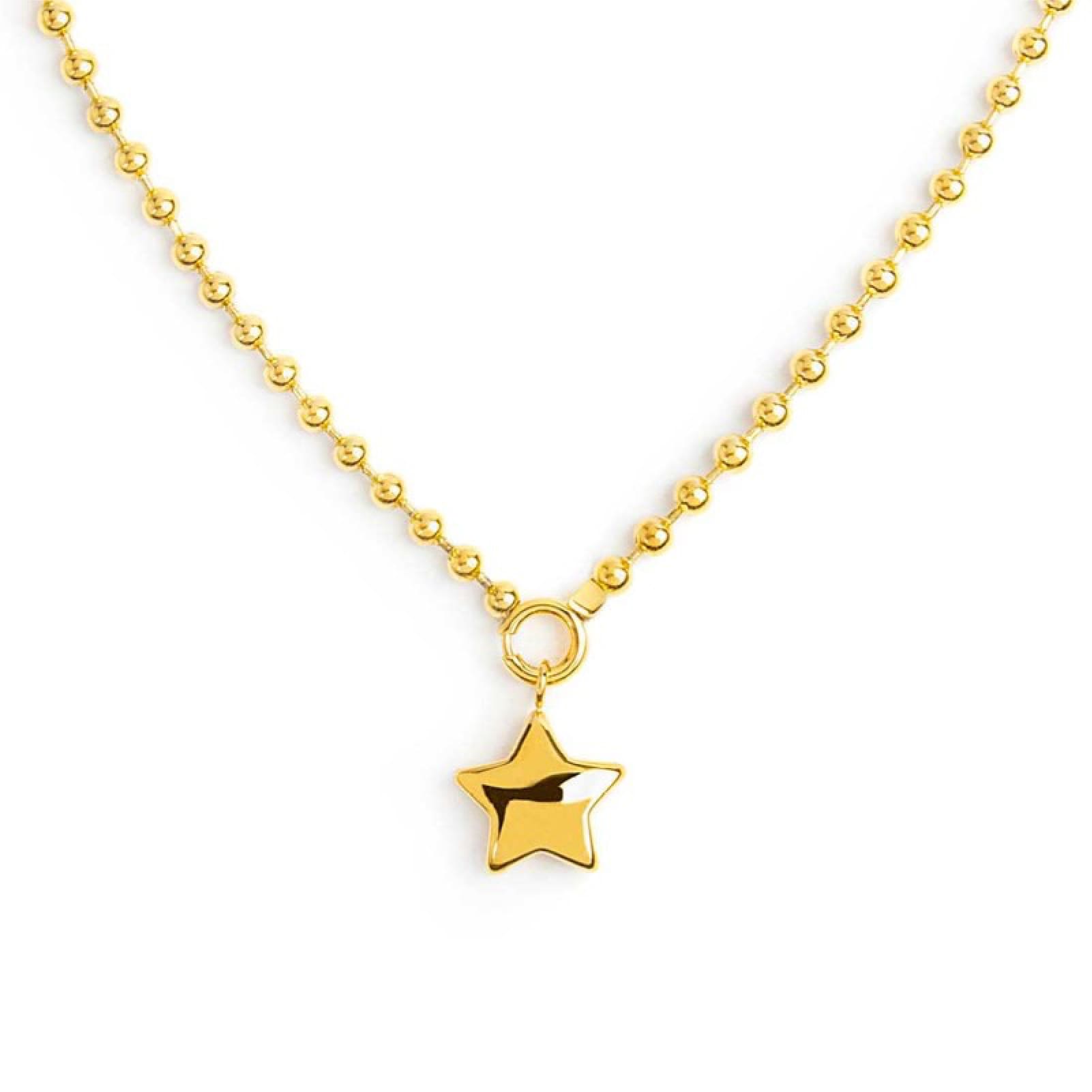 Collana Marlù in acciaio dorato con sfere e stella pendente MISURA UNICA