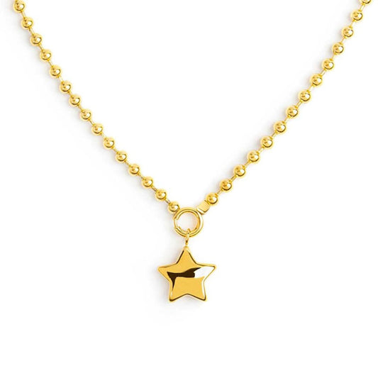 Collana Marlù in acciaio dorato con sfere e stella pendente MISURA UNICA