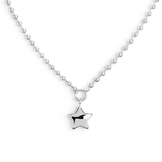 Collana girocollo Marlù acciaio con sfere e stella pendente MISURA UNICA
