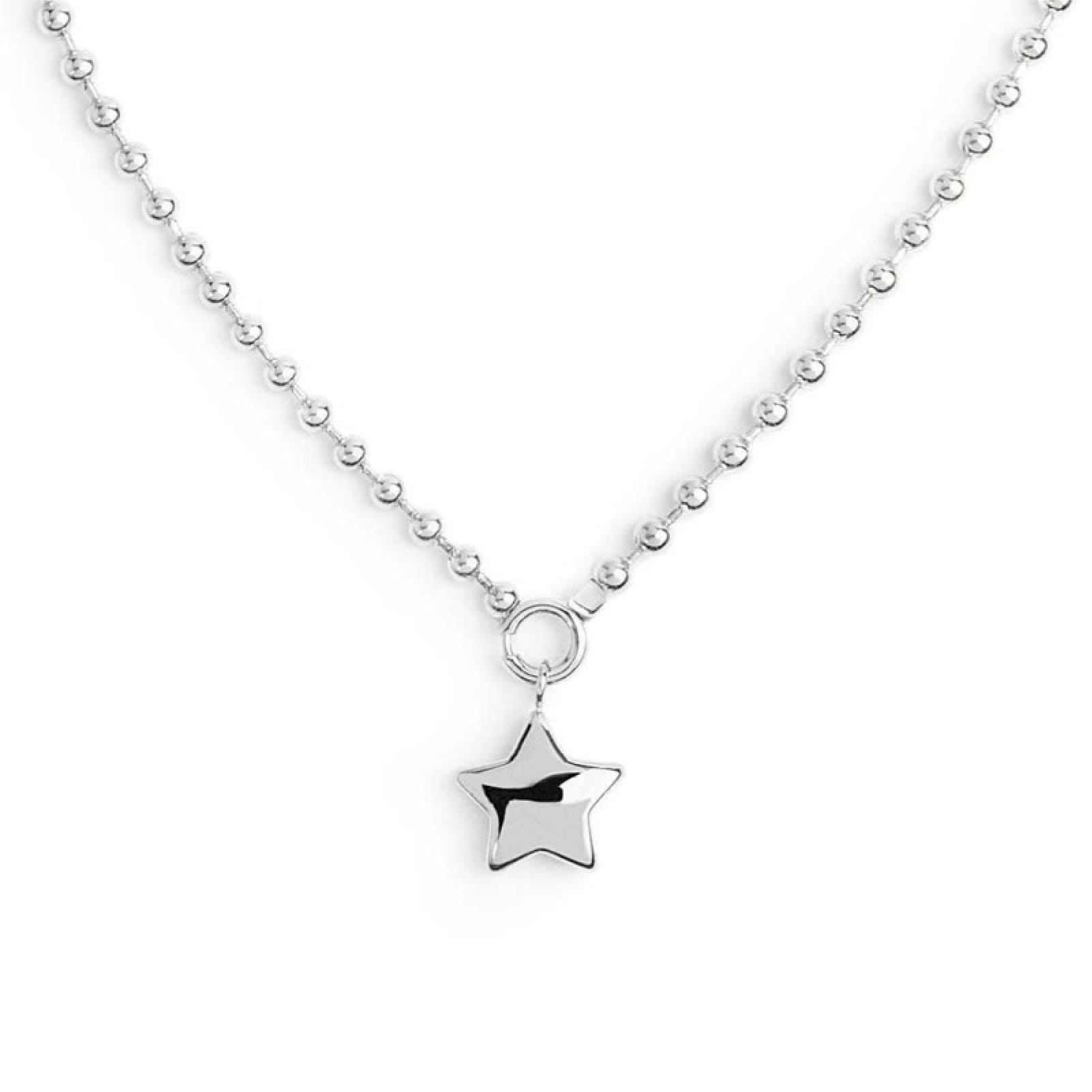 Collana girocollo Marlù acciaio con sfere e stella pendente MISURA UNICA