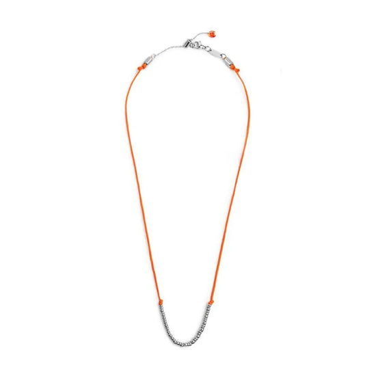 Collana girocollo Marlù in acciaio con cordino arancione MISURA UNICA