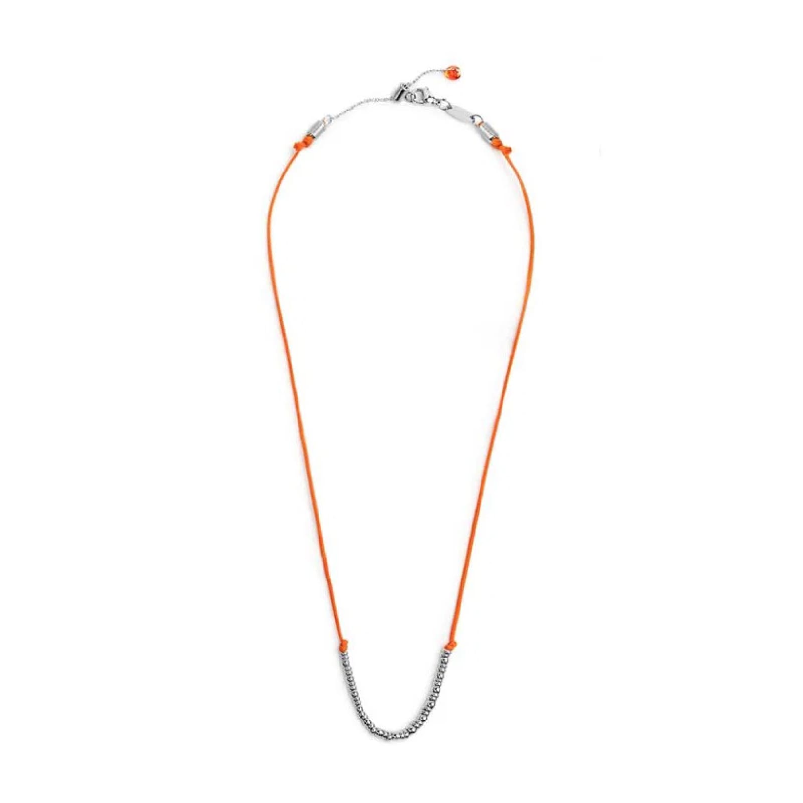 Collana girocollo Marlù in acciaio con cordino arancione MISURA UNICA