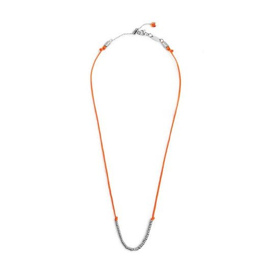 Collana girocollo Marlù in acciaio con cordino arancione MISURA UNICA