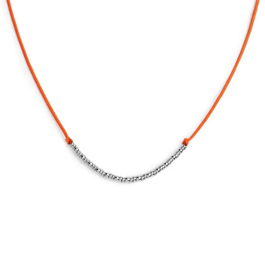 Collana girocollo Marlù in acciaio con cordino arancione MISURA UNICA