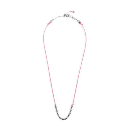 Collana girocollo Marlù in acciaio con cordino rosa MISURA UNICA