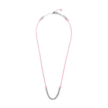 Collana girocollo Marlù in acciaio con cordino rosa MISURA UNICA