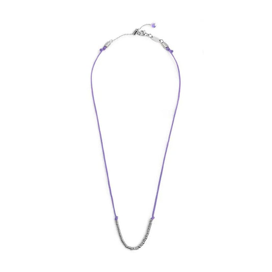 Collana girocollo Marlù in acciaio con cordino viola MISURA UNICA