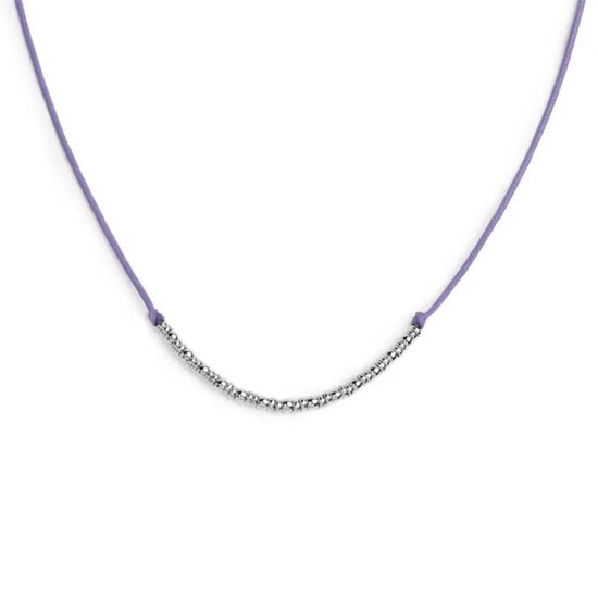 Collana girocollo Marlù in acciaio con cordino viola MISURA UNICA