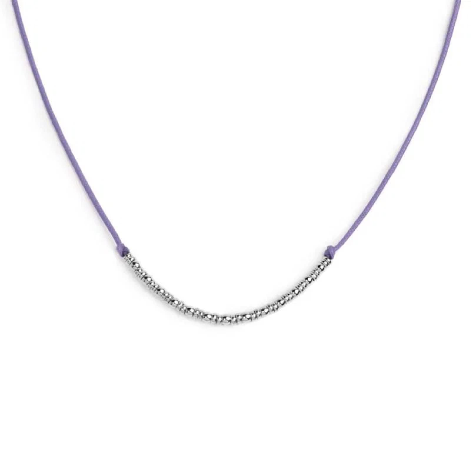 Collana girocollo Marlù in acciaio con cordino viola MISURA UNICA
