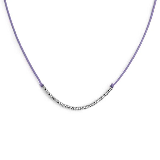 Collana girocollo Marlù in acciaio con cordino viola MISURA UNICA