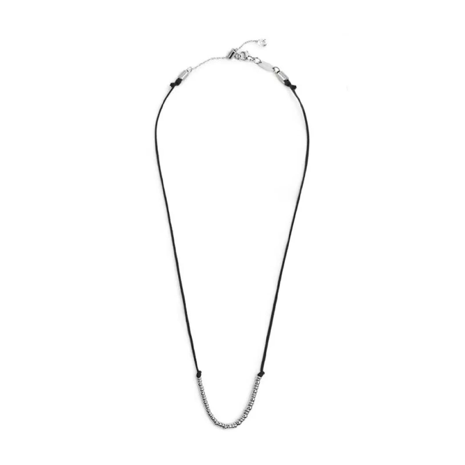 Collana girocollo Marlù in acciaio con cordino nero MISURA UNICA