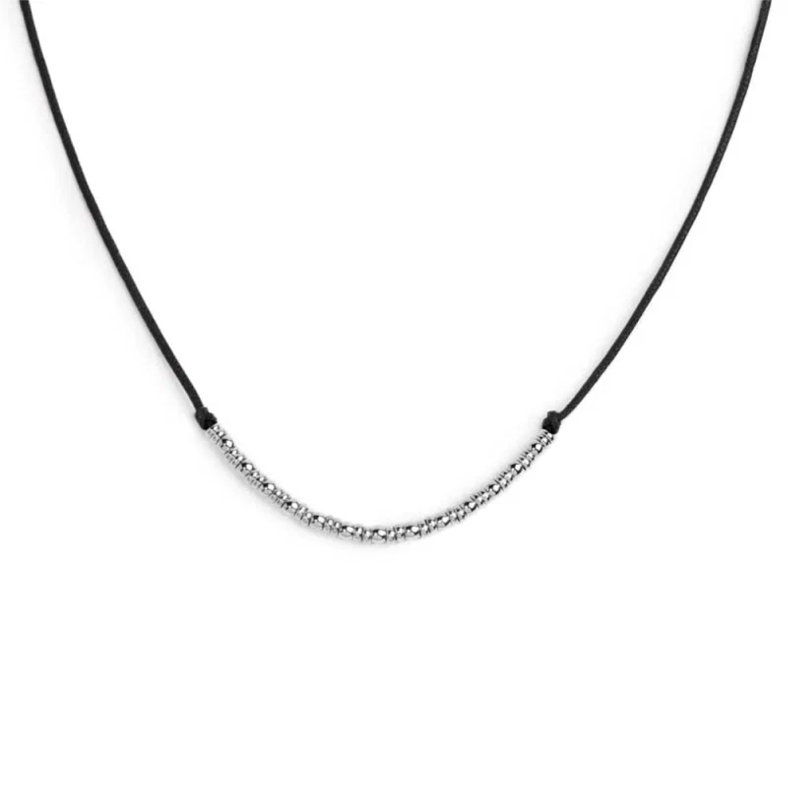 Collana girocollo Marlù in acciaio con cordino nero MISURA UNICA