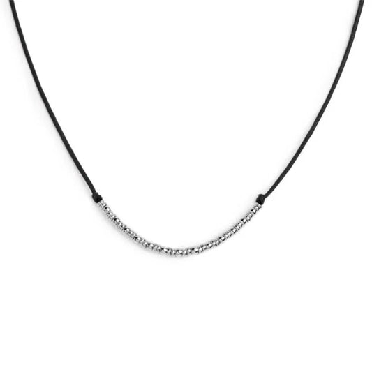 Collana girocollo Marlù in acciaio con cordino nero MISURA UNICA