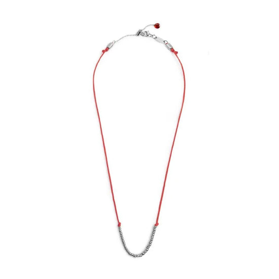 Collana girocollo Marlù in acciaio con cordino rosso MISURA UNICA