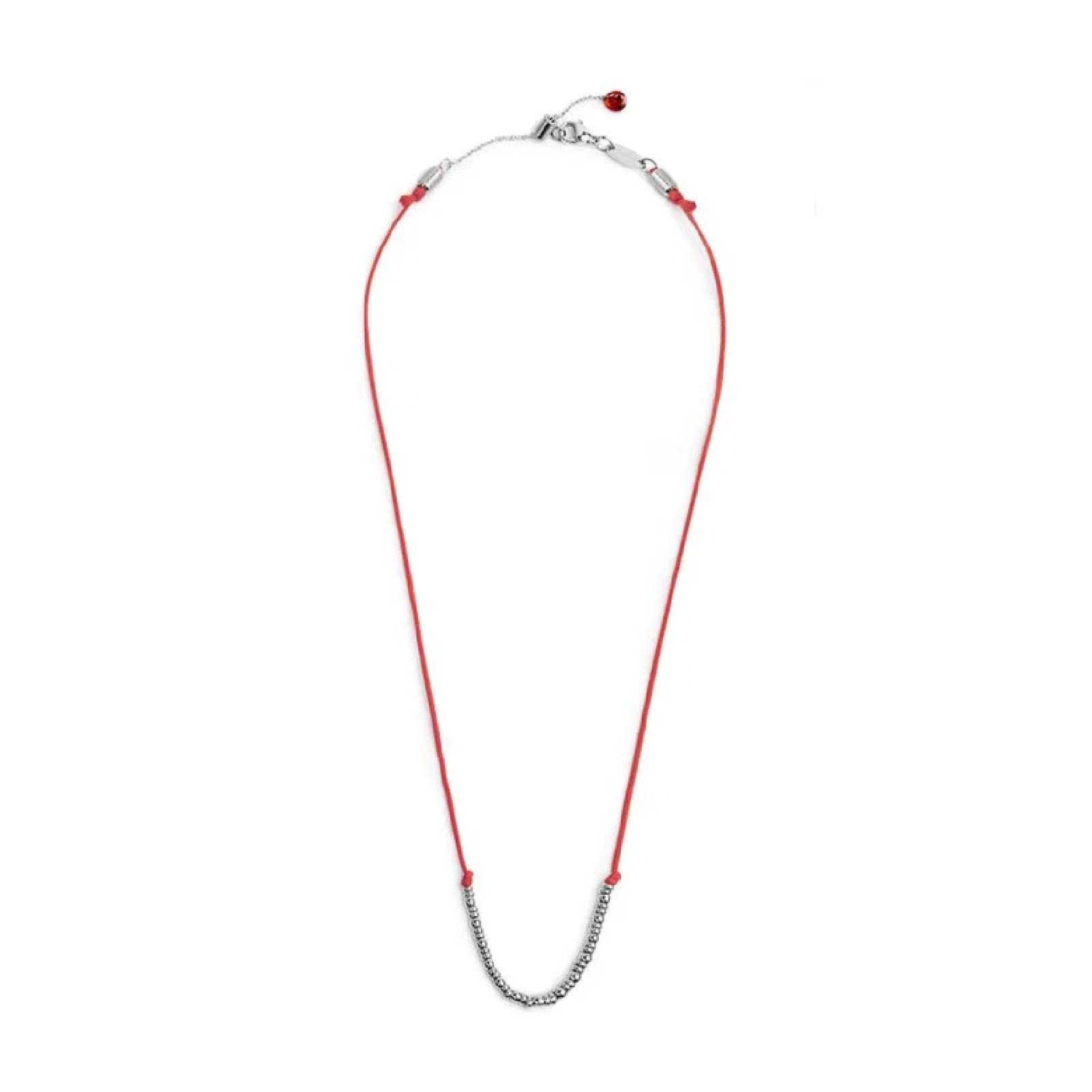 Collana girocollo Marlù in acciaio con cordino rosso MISURA UNICA
