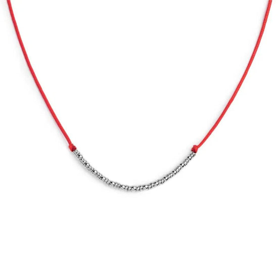 Collana girocollo Marlù in acciaio con cordino rosso MISURA UNICA