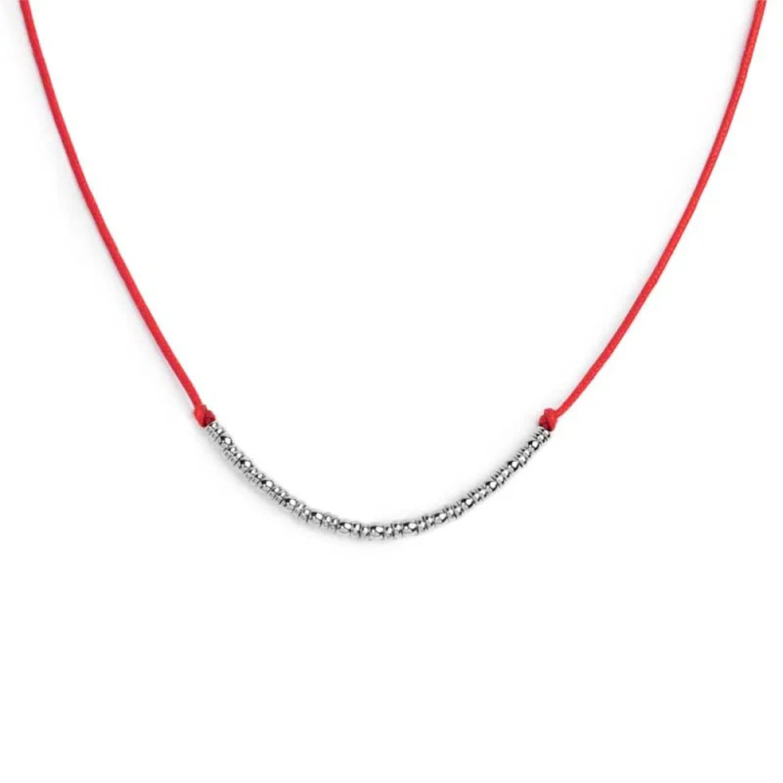 Collana girocollo Marlù in acciaio con cordino rosso MISURA UNICA
