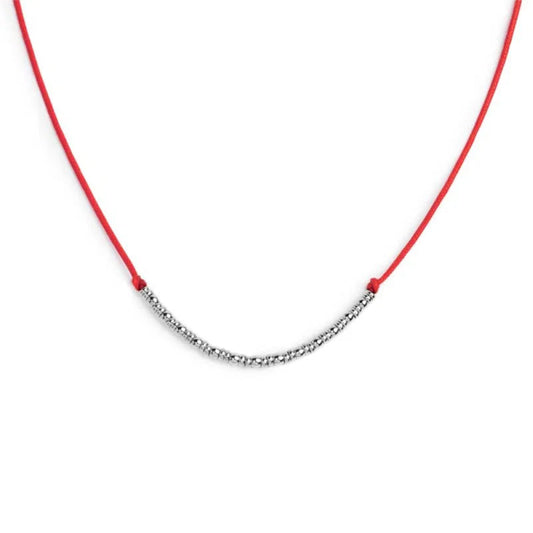 Collana girocollo Marlù in acciaio con cordino rosso MISURA UNICA