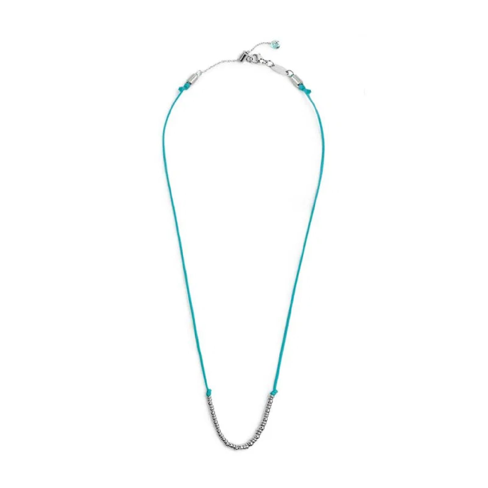 Collana girocollo Marlù in acciaio con cordino azzurro MISURA UNICA