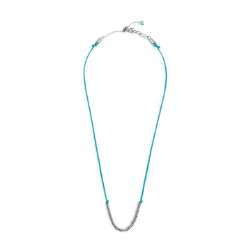 Collana girocollo Marlù in acciaio con cordino azzurro MISURA UNICA