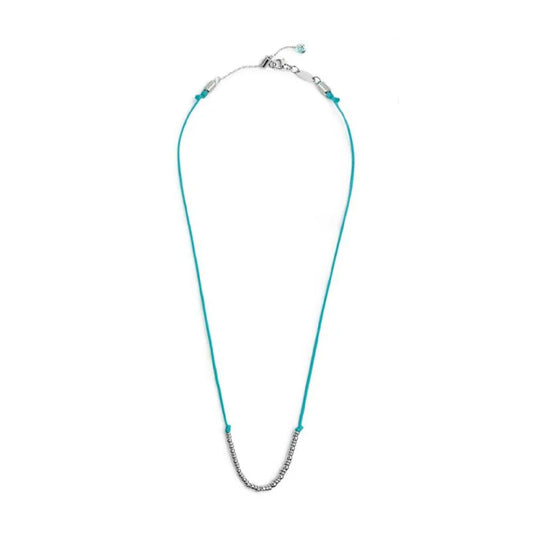 Collana girocollo Marlù in acciaio con cordino azzurro MISURA UNICA