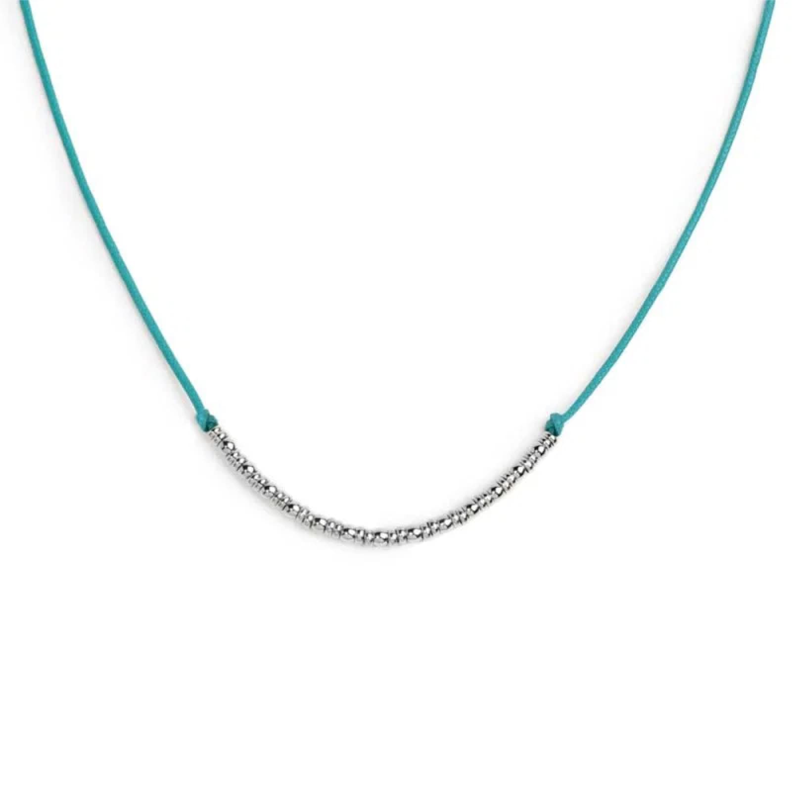Collana girocollo Marlù in acciaio con cordino azzurro MISURA UNICA
