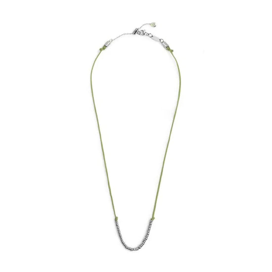 Collana girocollo Marlù in acciaio con cordino verde MISURA UNICA