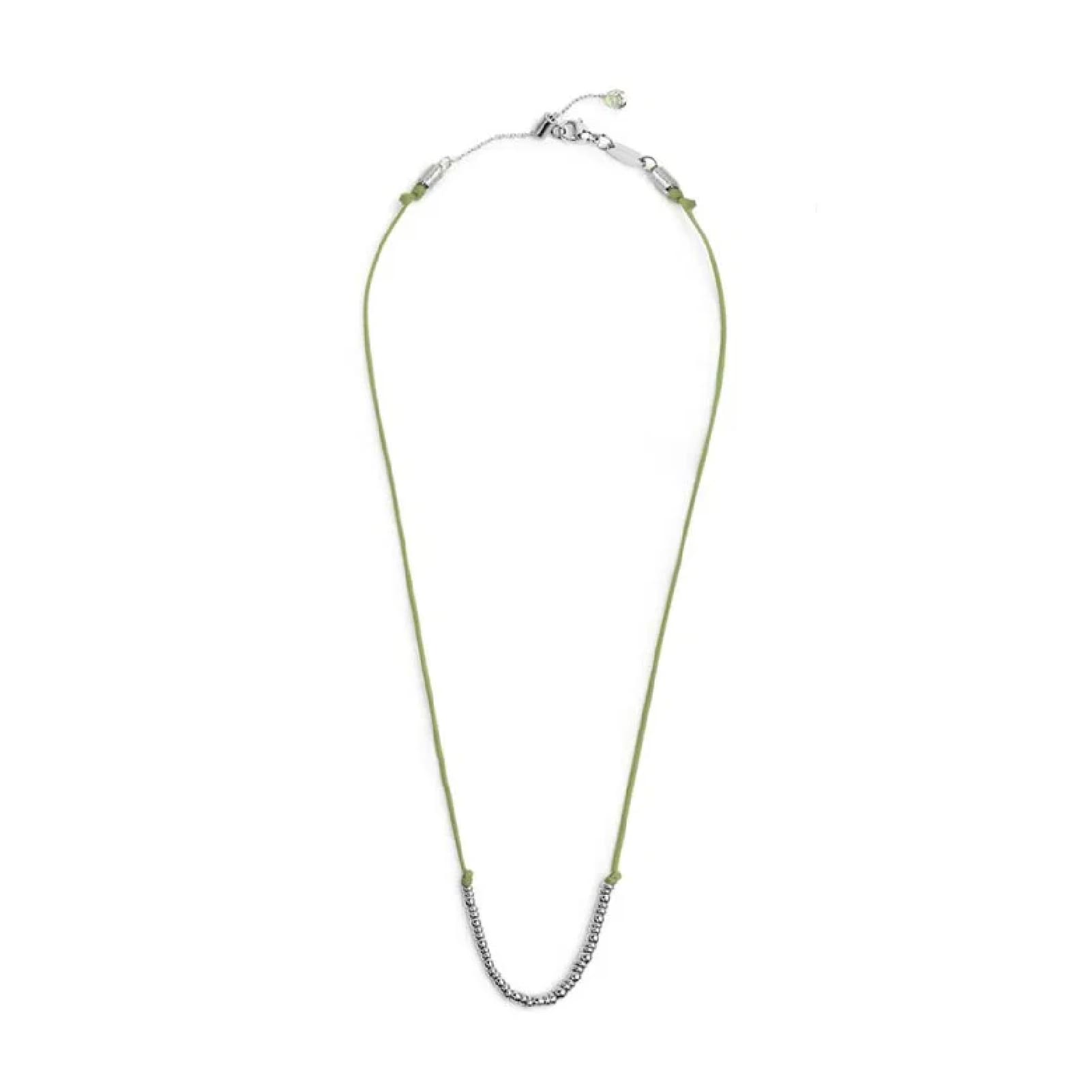 Collana girocollo Marlù in acciaio con cordino verde MISURA UNICA
