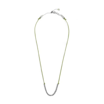 Collana girocollo Marlù in acciaio con cordino verde MISURA UNICA